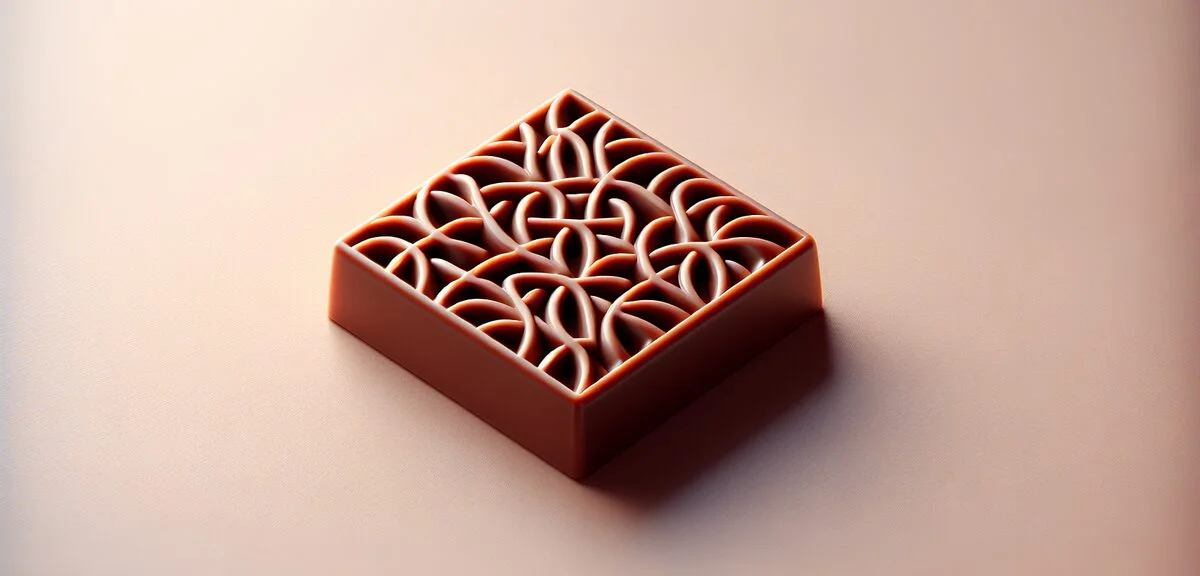 Elegant Japanese Sasa chocolate with delicate lattice pattern, sophisticated confectionery photograp